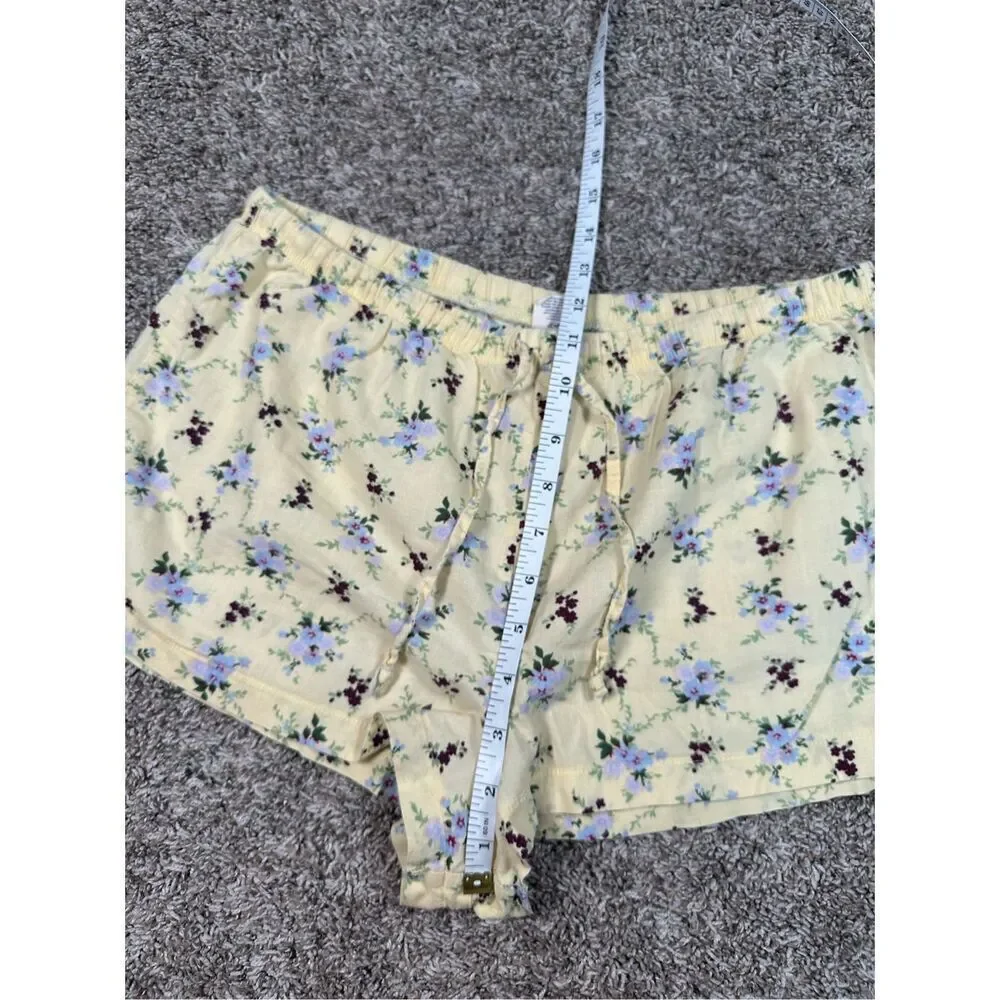 vintage y2k american eagle pj loungewear shorts yellow floral cotton S coquette